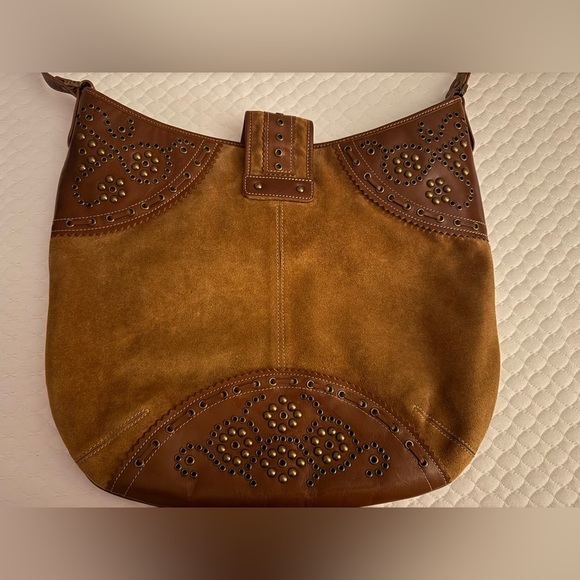 Rafe New York Suede & Leather‑Trim Studded Hobo Handbag — EUC - Picture 4 of 7